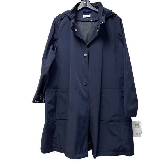 Jane Post $525 wool Lined Hooded coat in Navy blue womens 1X NWT - Picture 2 of 11